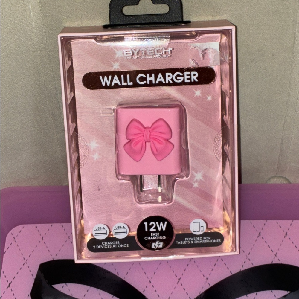 Pink bow wall charger